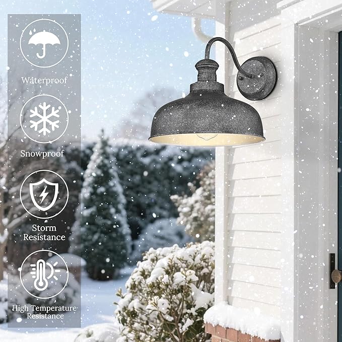 Outdoor Gooseneck Barn Light Outside Wall Sconce Weather Resistant Anti-Rust Farmhouse Exterior Wall Lantern for Porch Garage Patio Entryway (Antique Black 8 Pack)