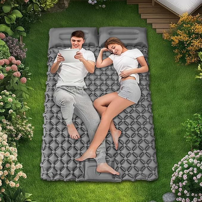 Inflatable Bed – 2 Person Camping Pad Waterproof Portable Travel Tent Sleeping Mat Compact Roll-Up Design Comfortable Rest Function Outdoor Gear for Fishing Hiking Parks Climbing Walking