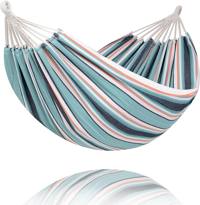 SUNCREAT Hammocks Outdoor Camping Double Hammock 2 Person Patio Hammock Green &amp Red