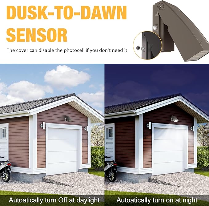 40W LED Wall Pack Light with Dusk to Dawn Photocell 5600LM 5000K Daylight 100-277Vac 90° Adjustable Full Cut-Off Wall Pack Waterproof Outdoor Security Lighting for Barn Warehouse UL Listed1 Pack