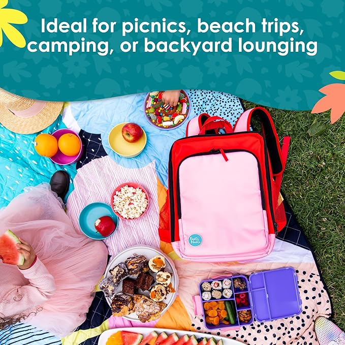 Rudie Nudie Jumbo Beach Mat with Umbrella Hole 6'7 x 6'7 Waterproof Sandproof Picnic Blanket Large Foldable Sand Free Beach Blankets for Park Outdoor Portable Picnic Mat for Grass Sand &amp Law
