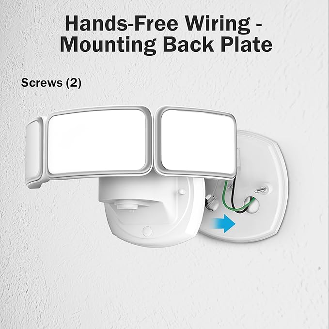 Feit Electric Dusk to Dawn Hardwired LED White Security Floodlight 5000 Lumens 3CCT Adjustable Color Temperature Flood Light 3 Head 3000K 4000K 5000K LED Outdoor Lights S10.5TFL/3CCT/DD/WH