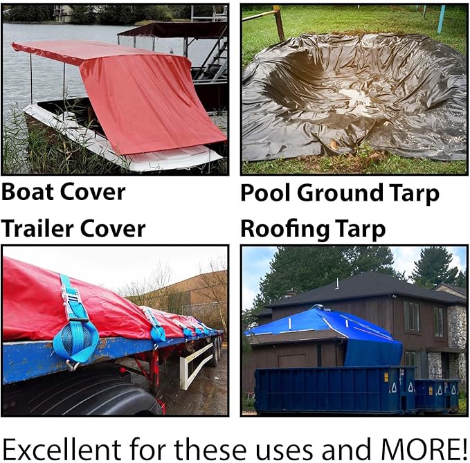 Heavy Duty Tarp 100% Waterproof 12mil Thick PVC Vinyl Tent Tarp for Camping Multi-Purpose Thick Protective Cover Weather Proof Heavy Duty UV Resistant 10 Feet x 20 Feet Green