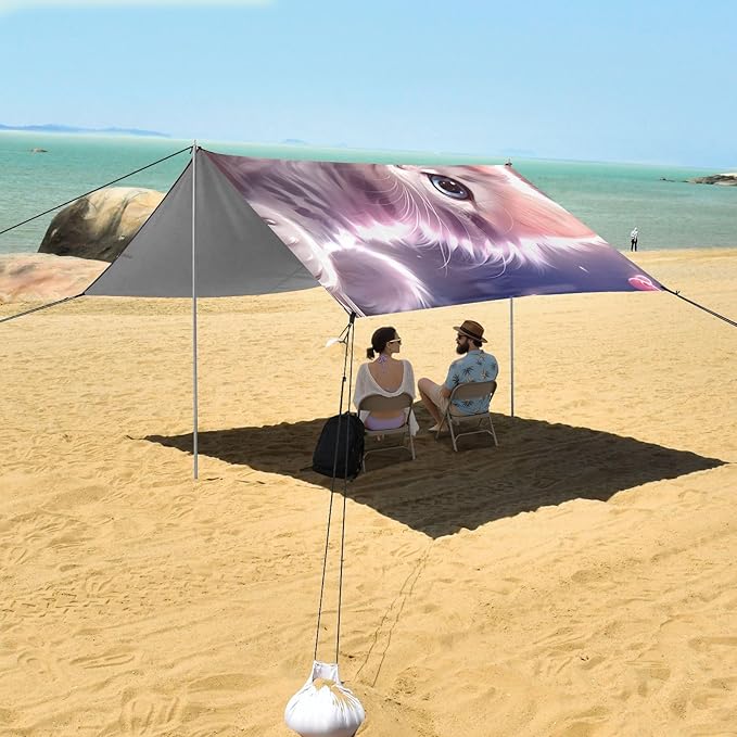 Cute CatCamping Sun Shelters 9.2 x 10.5 FT Beach Canopy Tent Sun Shade with Carrying Bag for Camping Trips Fishing Backyard Fun or Picnics 21340133