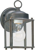 Sea Gull Lighting 8592-71 New Castle One-Light Outdoor Wall Lantern with Clear Glass Panels Antique Bronze Finish