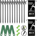 RIY Tent Stakes Heavy Duty 8Pcs 12 Inch Steel Tent Stakes with 3Pcs 12 Inch Tree Stakes Plant Support Stakes