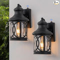 Outdoor Wall Lights with Dusk to Dawn Exterior Wall Lanterns Lighting Fixtures Porch Sconces Matte Black Wall Mount Outdoor Lights with Photocell for Patio Yard Front Porch Garage 2-pack