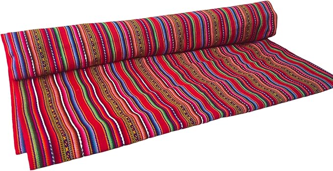 Lucio Fabrics Unique Native Peruvian Throw - Vibrant Colors Lightweight Durable - HomeYoga BeachCampingPicnicOutdoor Activities Thin Blanket 70'' x 47'' (Red Andean Stripes)