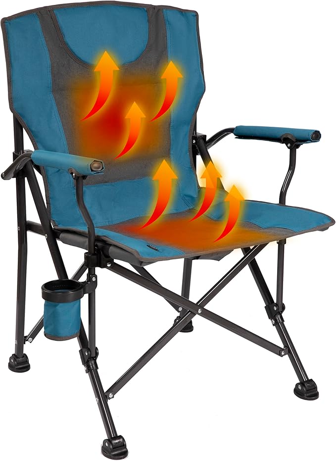 BACKYARD EXPRESSIONS PATIO · HOME · GARDEN  Metal Blue/Grey Backyard Expressions Luxury Heated Portable Chair Camping Sports and The Beach
