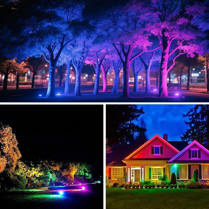 LED Flood Light Outdoor 80W RGB Color Changing Smart Floodlights 2700K 8000LM Warm White &amp 16 Million Colors RGBW Stage Lights with APP Control 43 Modes Grouping Timing IP66 Waterproof (2 Pa
