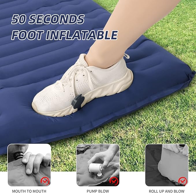 Inflatable Camping Sleeping Pad with Pillow Thick 4.5 Inch Portable Sleeping Pad Lightweight Sleeping Mat for Camping Backpacking Hiking
