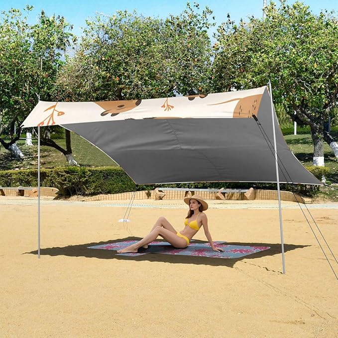 Capybara Seamless Camping Sun Shelter Beach Tent Portable Beach Sun Shade Outdoor Canopy for Camping Trips Fishing Picnic