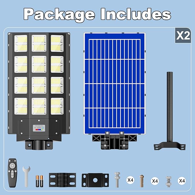 8000W Solar Street Light Outdoor Waterproof 240000LM Solar Powered Parking Lot Lights Large Street Light Dusk to Dawn with Motion Sensor LED Flood Light Wide Angle Lamp for Patio and Parkling Lot