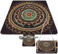 Mandala Beach BlanketPortable Waterproof Picnic Blanket58.3''x 58.3'' Extra Large Picnic Mat for BeachCamping Grass Lawn Park Accessorie for Festival BBQ