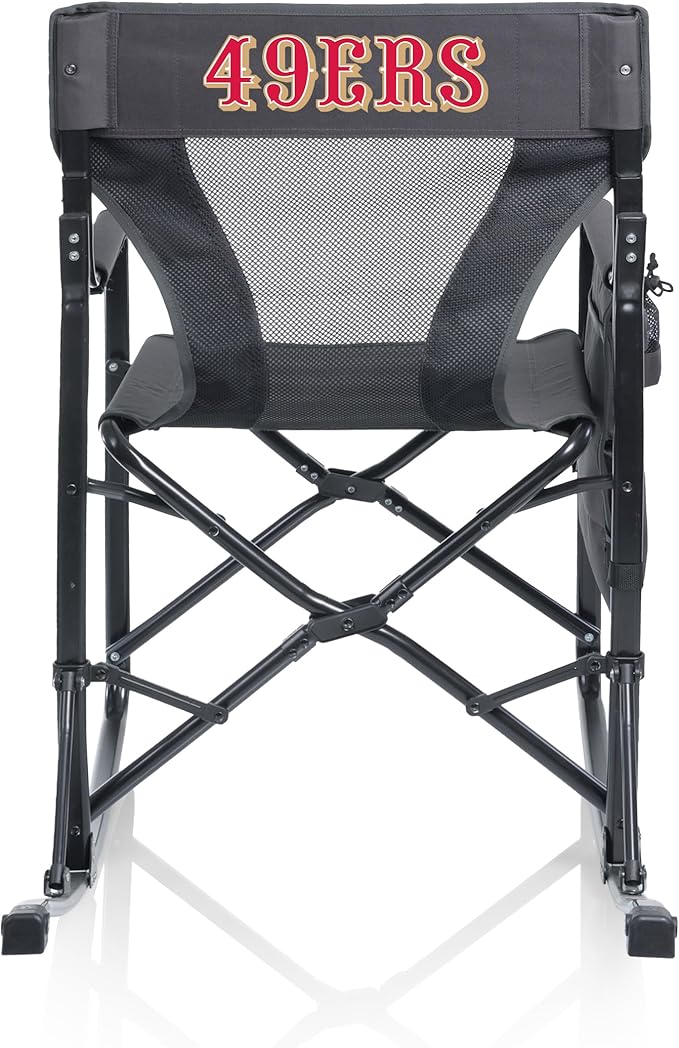 Picnic TIME NFL Woodland Rocking Camping Chair with Storage Caddy Camp Chair for Adults