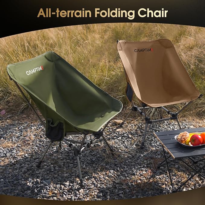 Portable Camping Chair Plus Larger &amp Roomier Compact and Lightweight Folding Chair for Backpacking &amp Hiking 330Lbs Capacity Khaki