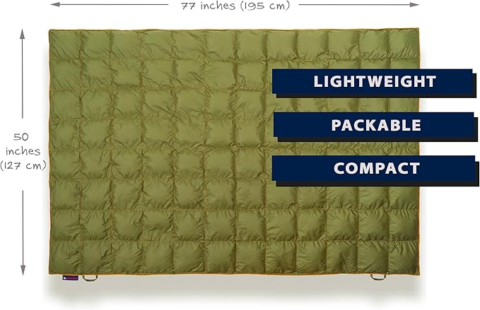 Get Out Gear Down Camping Blanket - Puffy Packable Lightweight and Warm | Ideal for Outdoors Travel Stadium Festivals Beach Hammock | 650 Fill Power Water-Resistant Backpacking Quilt