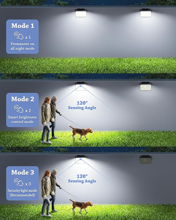 CLAONER 16-Pack Solar Motion Sensor Lights Outdoor 168 LED Waterproof Security Light with 3 Modes for Garden Fence Garage Deck Door Step