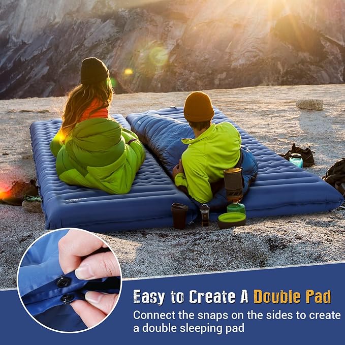 Elegear CumbreX Single Sleeping Pad for Camping 4.7 Ultra-Thick Inflatable Camping Sleeping Pad with Built-in Foot Pump &amp Quick Inflation Portable Camping Sleeping Mat for Backpacking Hiking Te