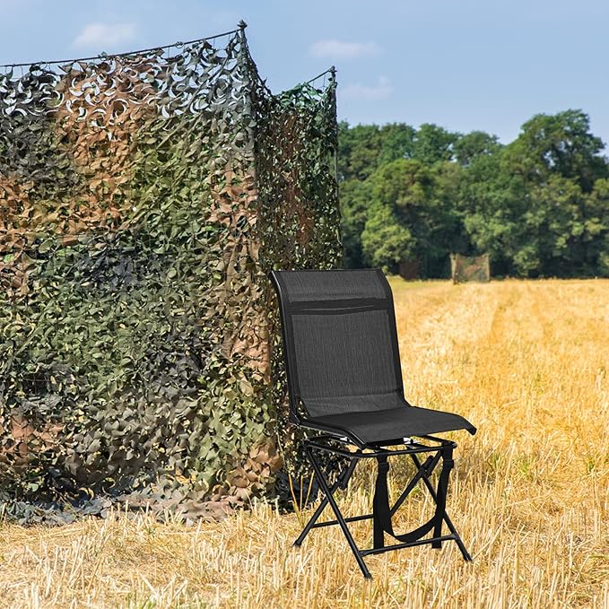 GYMAX Hunting Chair 360 Degree Swivel Hunting Blind Chair with Carry Handle 330 lbs Capacity Comfortable Waterproof Portable and Silent Folding Dove Hunting Chair for Blinds
