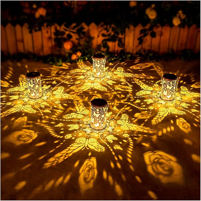 Butterfly Solar Lanterns Outdoor Waterproof Hanging Solar Lights Butterfly Gifts for Women Men Metal Decorative LED Lanterns for Garden DecorYardPatioLawnTabletopPathway