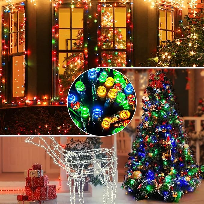QUWIN Outdoor Christmas String Lights 180Ft 500 LED UL Certified 11 Lighting Modes Indoor &amp Outside Christmas Tree Lights for Christmas Tree Patio Holidays Party ﻿
