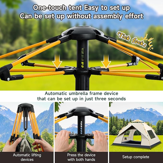 SAN LIKE Camping Tent 2/3/4 Person Instant Easy Pop Up Tents for Camping Lightweight Backpacking Automatic Family Easy Set Up TentPortable Dome Tent for Camping Hiking Traveling