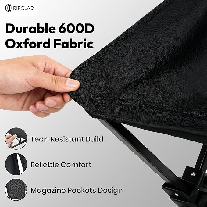 Ultralight Camping Chair Folding Backpack Chair with Aluminum Frame Side Pocket &amp Anti-Sinking Feet Supports 330 lbs Camp Chair for Outside Hiking Beach and Travel (Black)