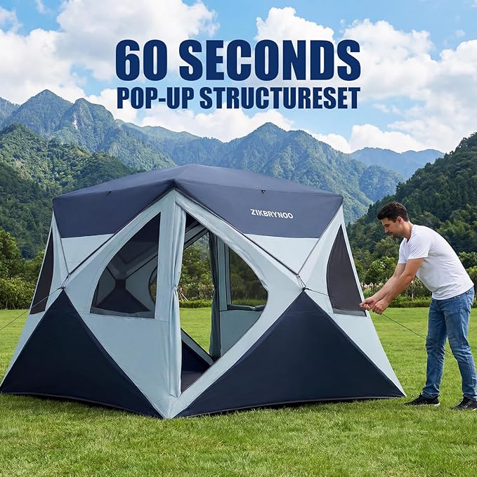 Ultra Camping Tent 4 Person Pop Up Instant Cabin Setup in 60 Seconds Portable Hub Tent with Rainfly &amp Windproof for Outdoor Camping &amp Overlanding