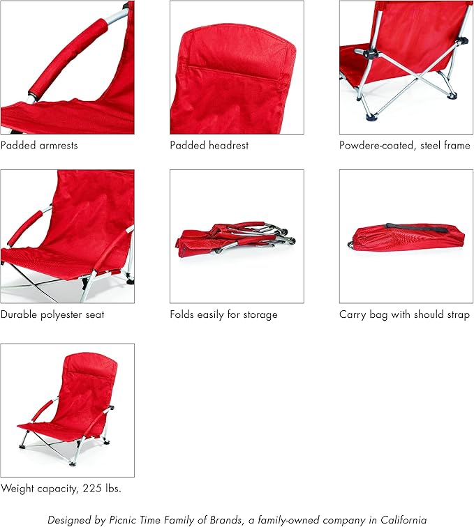 ONIVA - a Picnic Time brand - Tranquility Beach Chair with Carry Bag - Low Beach Chair