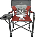 XL Directors Chair with Foldable Side Table Heavy Duty Camp Chair supports 400 Lbs Oversize Outdoor Folding Seat with High Back and Padded Armrests for Lawn Beach Tailgating Sports