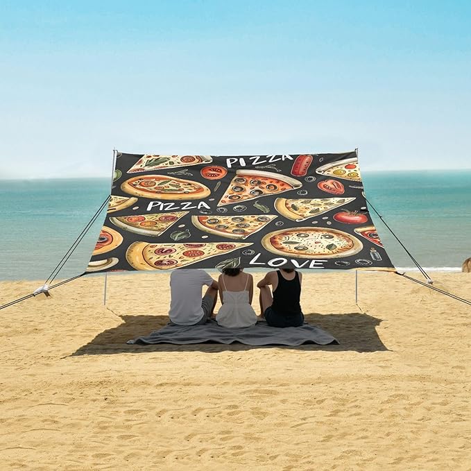 Beach Tent Sun Shelter Grilled Pizza Tomato Lightweight &amp Easy Setup Beach Shade Canopy for Camping Fishing