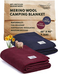 Woolly Mammoth 80% Merino Wool Camping Blanket 2-Pack - Naturally Fire-Resistant and Temperature-Regulating - for Cold Weather Camping Bushcraft and Emergency Car Kits (66 x 90 Lapis &amp Mulber
