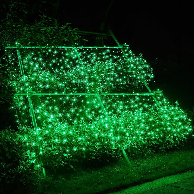 Led Christmas Net Lights Green Outdoor Christmas Lights 160LED 5ftx7ft Waterproof Outdoor Indoor Fairy Mesh Net Light for Xmas Party Yard Patio Trees Shrubs Bushes Decorations