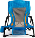 Folding Camping Chair - Lightweight Portable Beach Chair with Cup Holder Heavy Duty 300lbs Capacity Lawn Chair for Outdoor Camping Travel Concert (Light Blue)