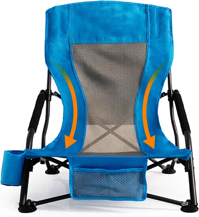 Folding Camping Chair - Lightweight Portable Beach Chair with Cup Holder Heavy Duty 300lbs Capacity Lawn Chair for Outdoor Camping Travel Concert (Light Blue)