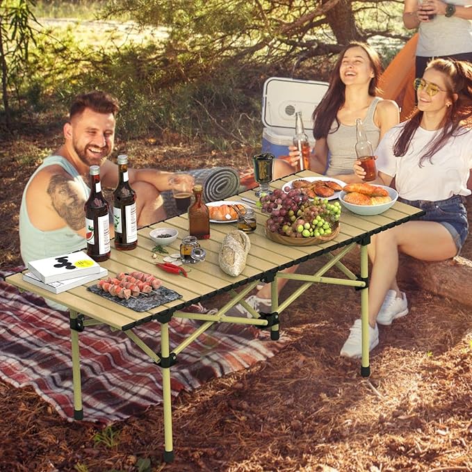 Folding Camping TablePortable Upgraded Carbon Steel Table for Picnic Barbecue Grill Beach Patio