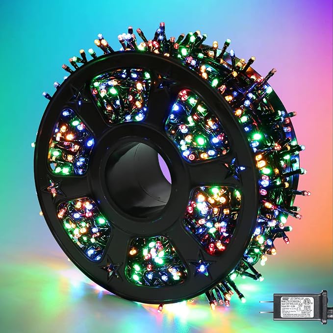 Quntis 82ft 1000 LED Cluster Christmas Lights - Dark Green Wire Christmas Tree Lights - 8 Modes Outdoor Waterproof Christmas String Lights Plug in for Holiday Wedding Party Home Decor Multicolor