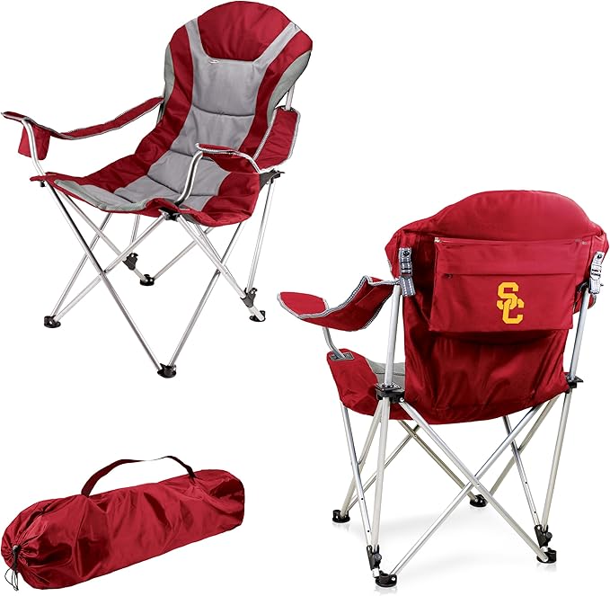Picnic TIME NCAA Arkansas Razorbacks Reclining Camp Chair - Beach Chair for Adults - Sports Chair with Carry Bag