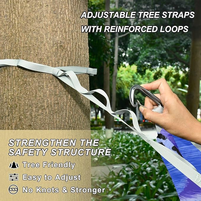 OTVEE Camping Hammock Heart Charm Print Portable Hammocks 500lb Upgraded Thickened Durable Single Hammocks with Tree Straps &amp Travel Bag for Camping Outdoor Indoor Patio Backyard