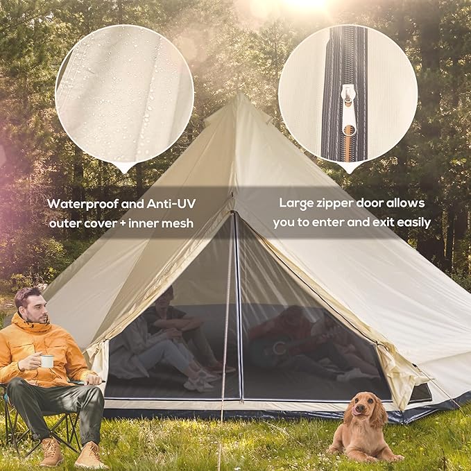 Outsunny 10-Person Yurt Tent Glamping Bell Tent with Spacious Interior Breathable Waterproof Design for Family Outdoor Camping 16' x 16' x 10'