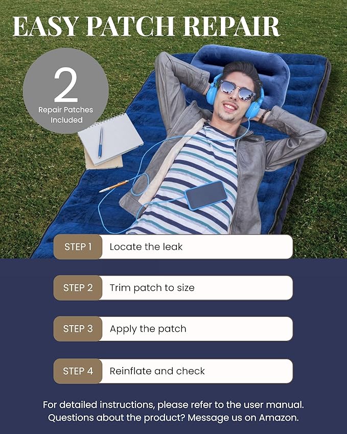 Inflatable Sleeping Pad for Camping Extra-Thick 4.75 Single Air Mattress with Soft Velvet Top Machine Washable Family Lightweight 4-Season Pad for Traveling &amp Hiking Green