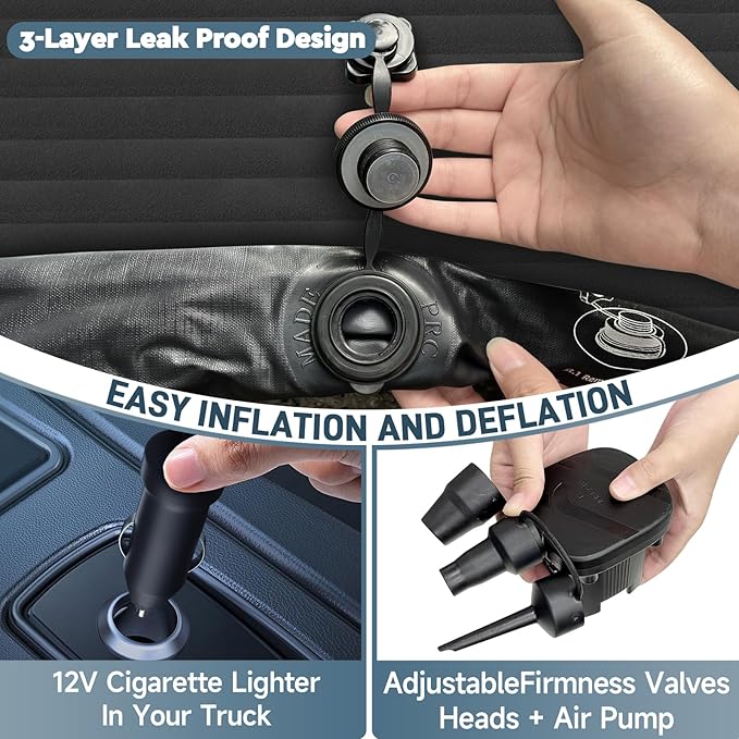 Tesla Model Y Mattress: Inflatable Camping Bed Air Mattress for Model Y Thickened Travel SUV Sleeping Pad with Car Air Pump 2 Pillows