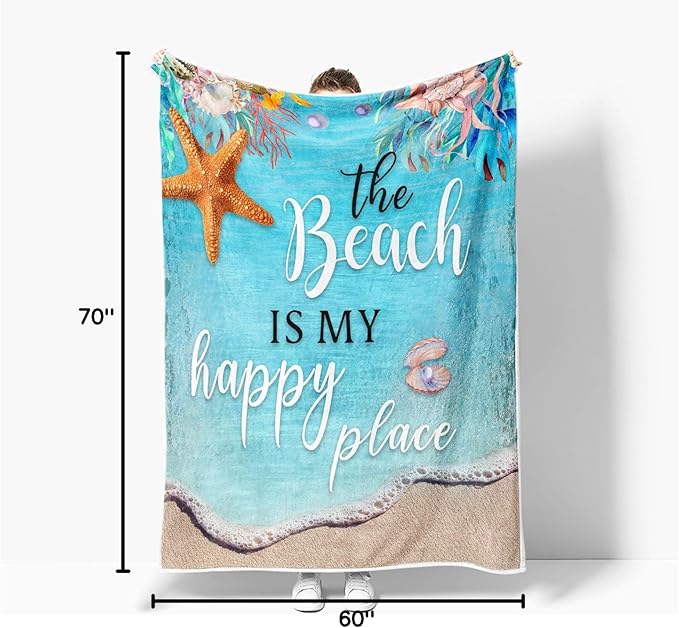 Teal Throw Blanket Blue Coastal Ocean Beach Throw Blanket for Couch Bed Summer Super Cozy Blankets Fuzzy Plush Lightweight Throw Blankets for Sofa Bed Living Room
