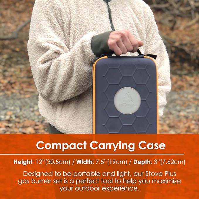 nCamp Kitchen to Go 5 Piece Bundle Portable Compact Multi-Fuel Burning Camping Stove ISO Propane Adapter Elevated Bamboo Cutting Board Prep Surface Cafe Coffee Maker Carrying Bag For Camping