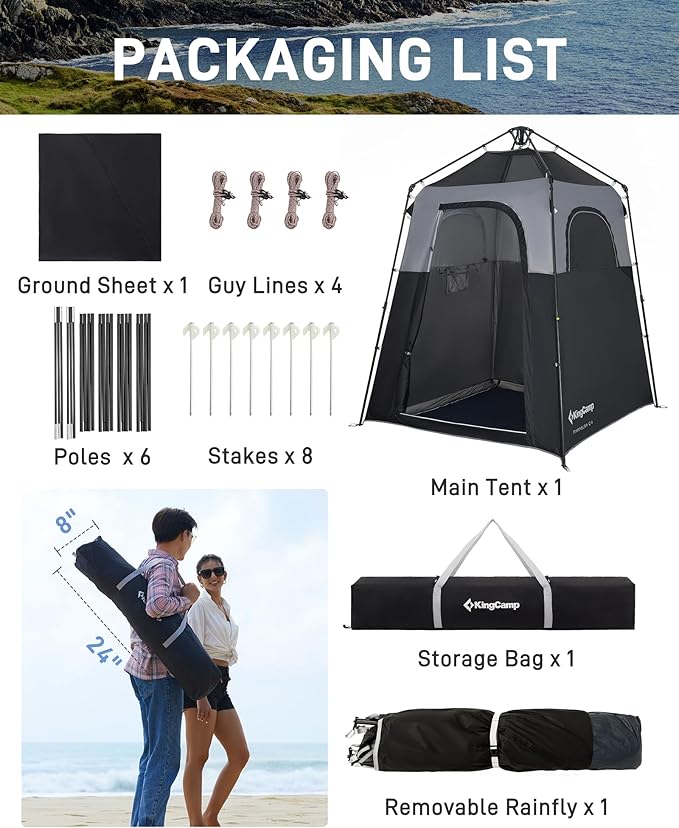KingCamp Shower Tent Portable Privacy Tent Outdoor Camping 1/2 Room Toilet Tents with Shower Bag &amp Dressing Room for Beach Camping &amp Hiking