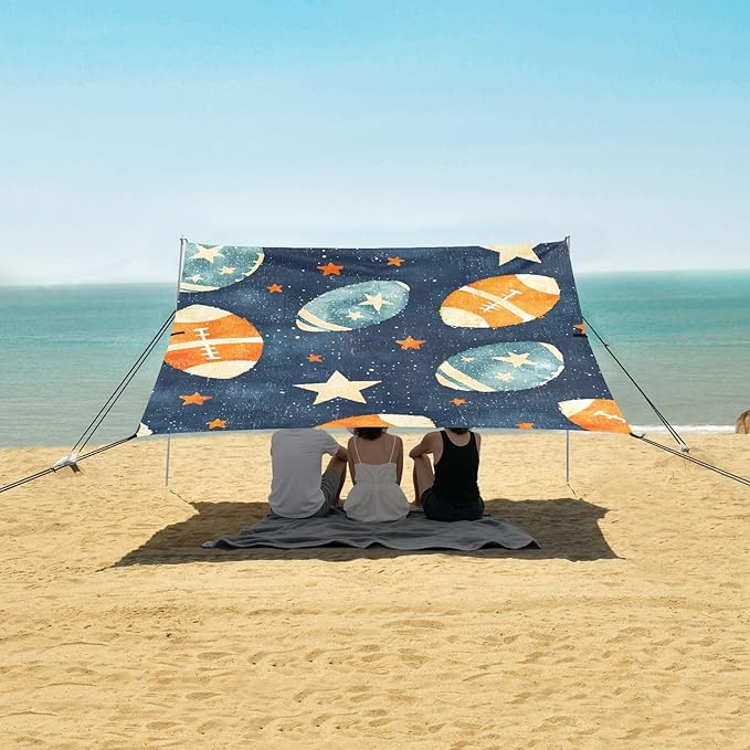 Rugby Pattern (51) Camping Sun Shelter Beach Tent Portable Beach Sun Shade Outdoor Canopy for Camping Trips Fishing Picnic