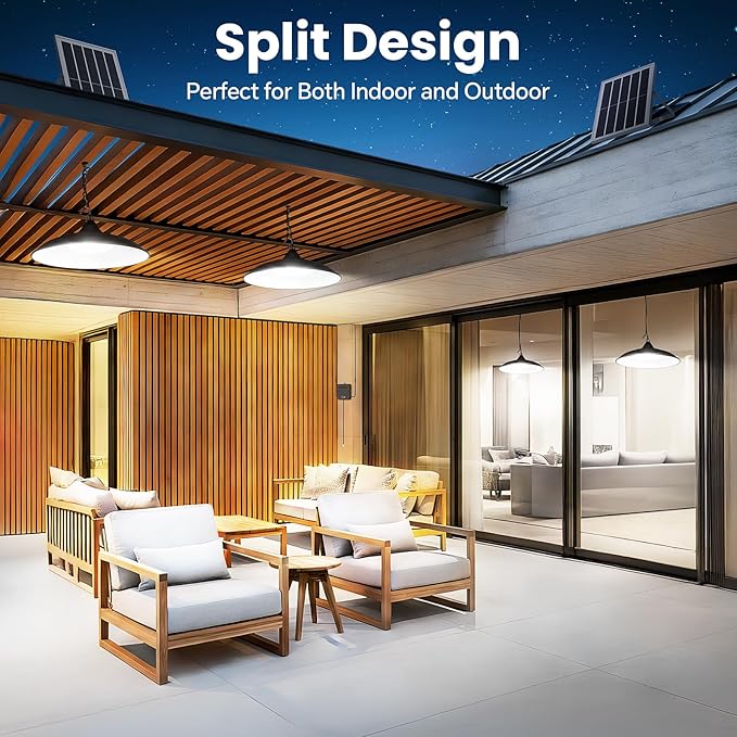 Solar Shed Light Indoor Outdoor Dual Lamp 2000LM Daytime Available Pendant Light with Pull String Dusk to Dawn 3 Lighting Modes Solar Lights Indoor Waterproof for Barn Gazebo Shop Garage
