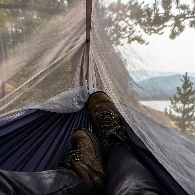 Sunyear Hammock Camping with Rain Fly Tarp and Net Portable Camping Hammock Double Tree Hammock Outdoor Indoor Backpacking Travel &amp Survival 2 Tree Straps100% Waterproof