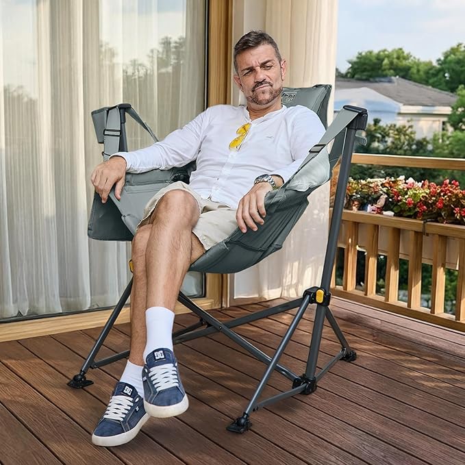 Timber Ridge Hammock Camping Chair with Adjustable Backrest Heavy Duty Folding Hammock Chair Supports 300lbs Portable Hammock Chair for Camping Travelling and Patio Grey